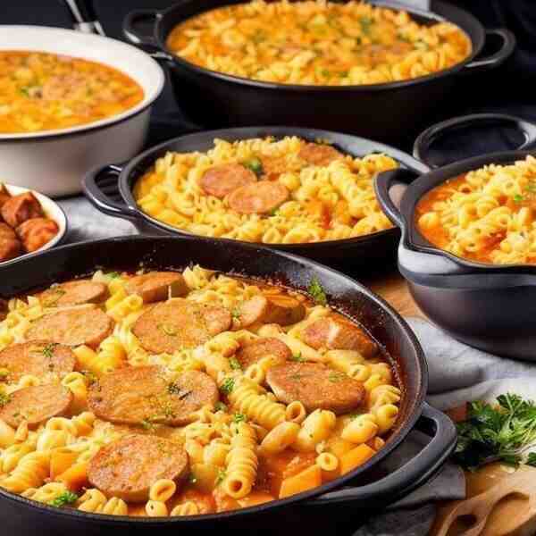 Макаронная запеканка с тушенкой и колбасным сыром